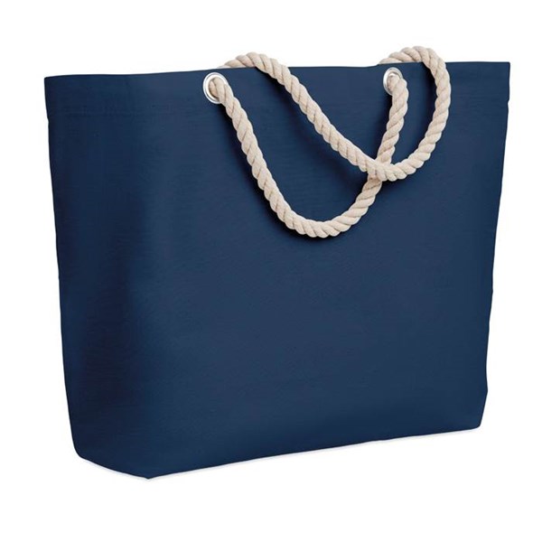 Obrázky: Modrá taška z bavlny, kroucené držadlo