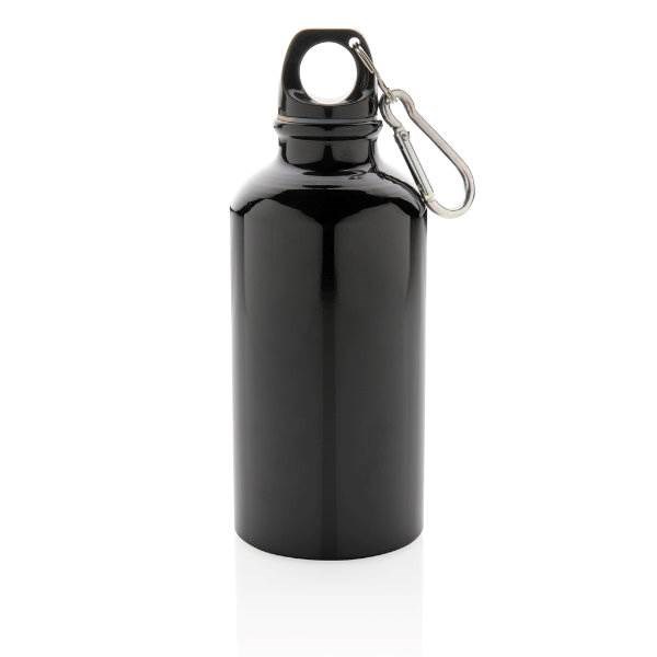 Obrázky: Černá hliníková sportovní láhev s karabinou 400 ml, Obrázek 2