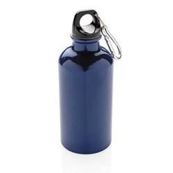 Obrázky: Modrá hliníková sportovní láhev s karabinou 400 ml