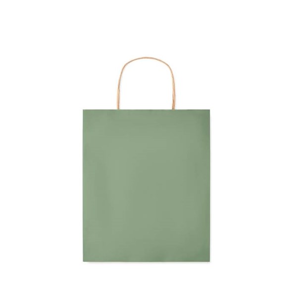 Obrázky: Papírová taška zelená 18x8x21cm, kroucená držadla, Obrázek 3