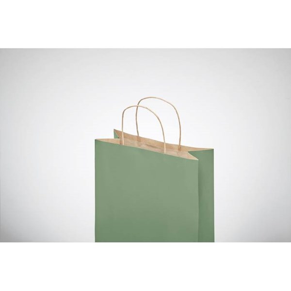 Obrázky: Papírová taška zelená 18x8x21cm, kroucená držadla, Obrázek 4