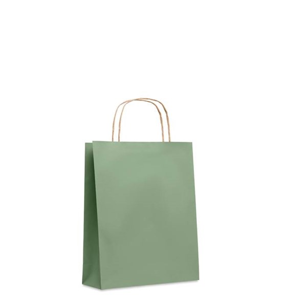 Obrázky: Papírová taška zelená 18x8x21cm, kroucená držadla, Obrázek 5