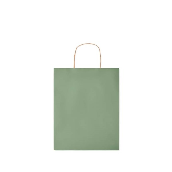 Obrázky: Papírová taška zelená 25x11x32cm, kroucená držadla, Obrázek 2