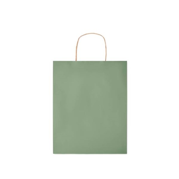 Obrázky: Papírová taška zelená 25x11x32cm, kroucená držadla, Obrázek 3