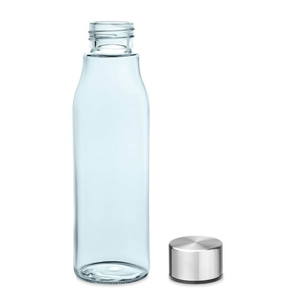 Obrázky: Skleněná modrá transparentní láhev na pití, 500ml, Obrázek 2