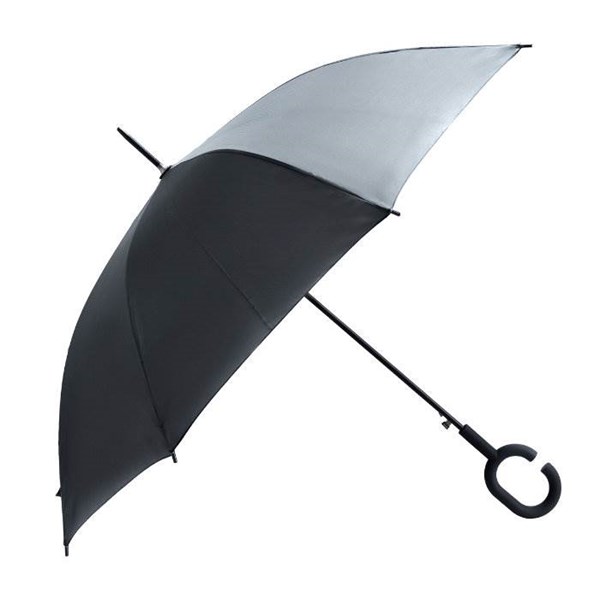 Obrázky: Černý automatický deštník s měkkou C rukojetí