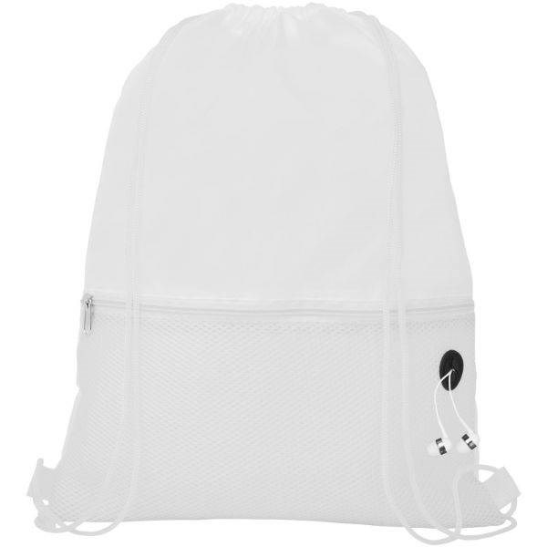 Obrázky: Bílý batoh, 1 kapsa na zip, průvlek sluchátka, Obrázek 3