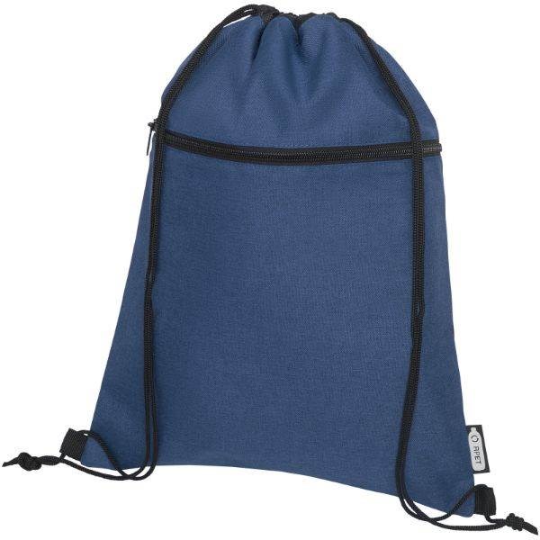 Obrázky: Tm. modrý/černý melanž batoh, kapsa na zip, z RPET