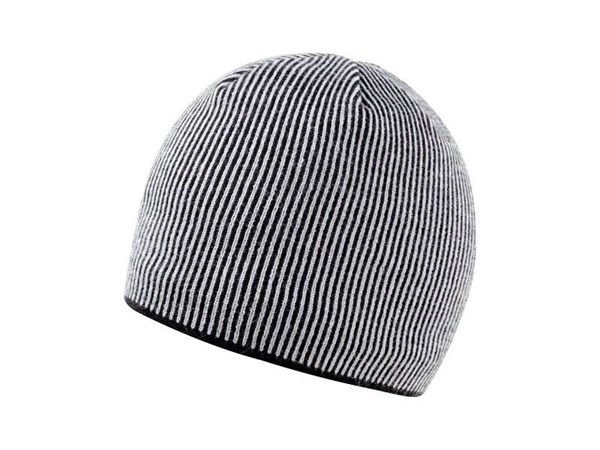 Obrázky: Černá pletená zimní čepice s  bílými pruhy, Obrázek 1