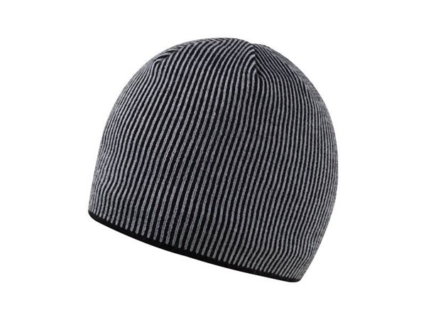 Obrázky: Černá pletená zimní čepice s  šedými pruhy