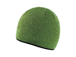 Obrázky: Černá pletená zimní čepice se zelenými pruhy