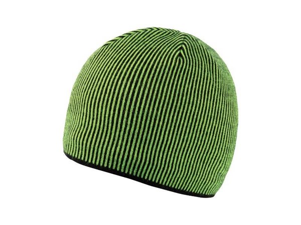 Obrázky: Černá pletená zimní čepice se zelenými pruhy, Obrázek 1