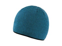 Obrázky: Černá pletená zimní čepice s  modrými pruhy