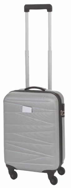 Obrázky: Palubní skořepinový kufr na kolečkách, stříbrný, Obrázek 1