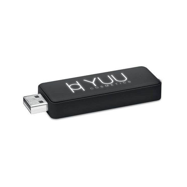 Obrázky: Černý USB flash disk 8 GB s prosvíceným logem, Obrázek 1