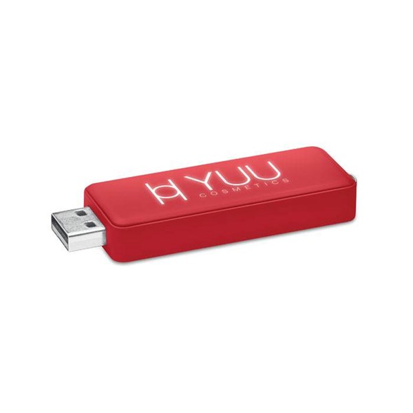 Obrázky: Červený USB flash disk 8 GB s prosvíceným logem