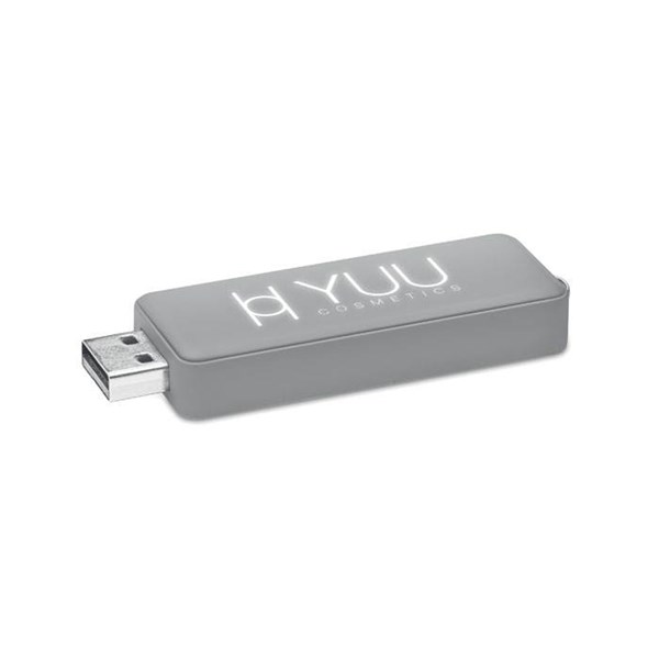 Obrázky: Šedý USB flash disk 8 GB s prosvíceným logem, Obrázek 1