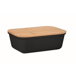 Obrázky: Obědová krabička s bambusovým víkem, černá