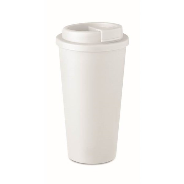 Obrázky: Bílý pohárek/ termohrnek 475ml s dvojitou stěnou