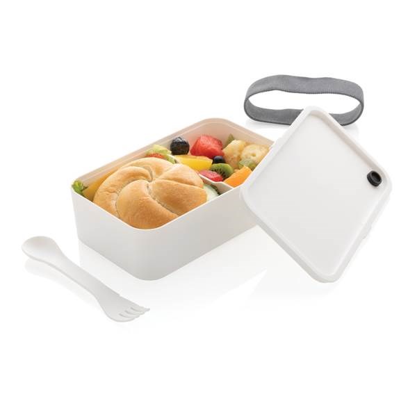 Obrázky: Bílá plastová krabička na jídlo s vidličkou 1,2 L, Obrázek 2