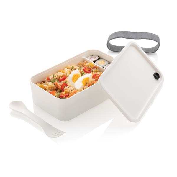 Obrázky: Bílá plastová krabička na jídlo s vidličkou 1,2 L, Obrázek 3