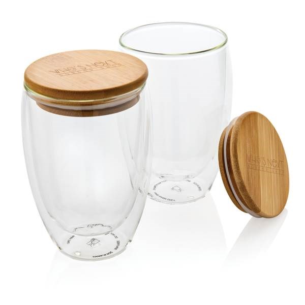 Obrázky: Sada 2 sklenic ze skla s bambusovým víčkem 350ml, Obrázek 5