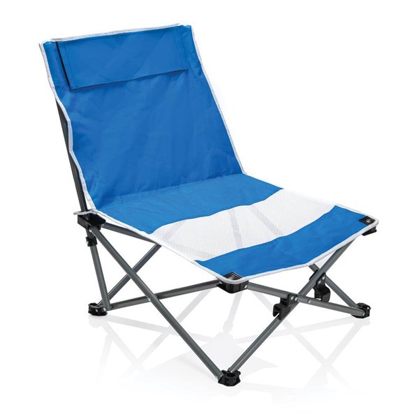 Obrázky: Skládací plážové křeslo modro-bílé
