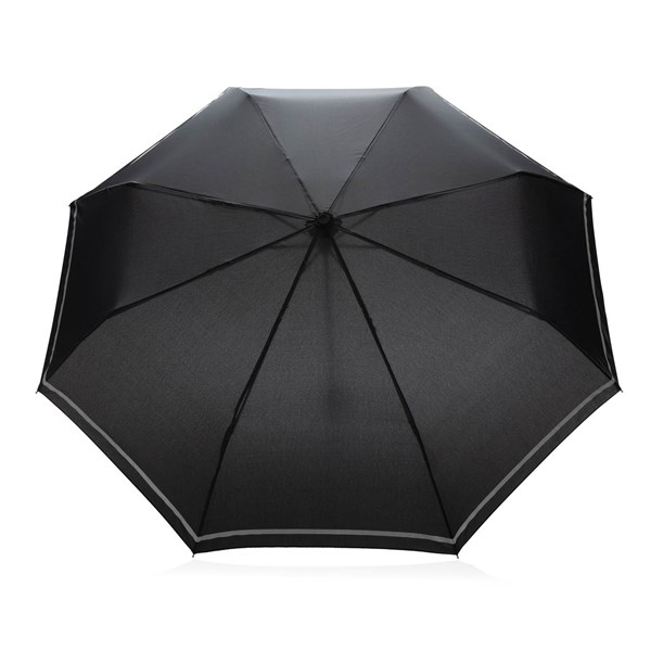 Obrázky: Černý rPET manuální deštník s reflexním proužkem, Obrázek 2