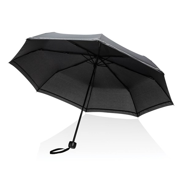 Obrázky: Černý rPET manuální deštník s reflexním proužkem, Obrázek 4