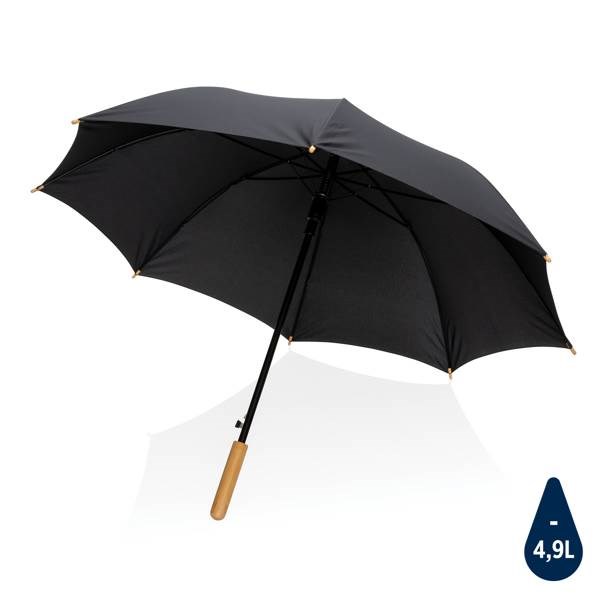 Obrázky: Černý rPET automatický deštník, madlo bambus, Obrázek 1