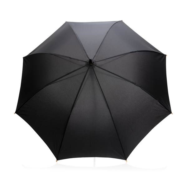 Obrázky: Černý rPET automatický deštník, madlo bambus, Obrázek 2