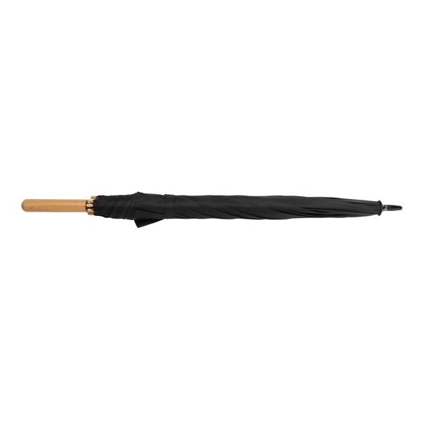 Obrázky: Černý rPET automatický deštník, madlo bambus, Obrázek 3