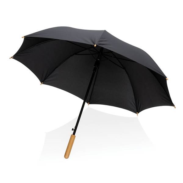 Obrázky: Černý rPET automatický deštník, madlo bambus, Obrázek 4