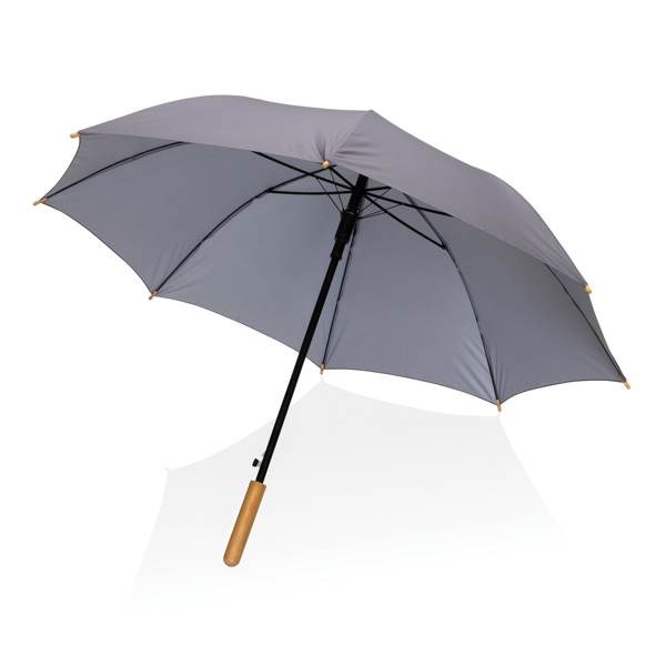 Obrázky: Antracitový rPET automatický deštník, madlo bambus, Obrázek 4