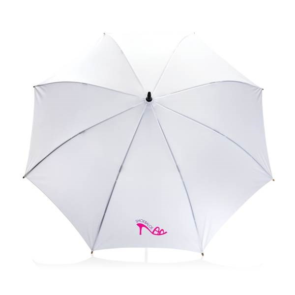 Obrázky: Bílý rPET automatický deštník, madlo bambus, Obrázek 5