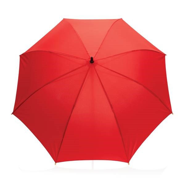 Obrázky: Červený rPET automatický deštník, madlo bambus, Obrázek 2