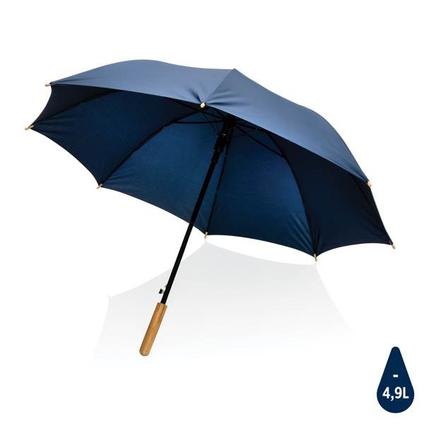 Obrázky: Nám. modrý rPET automatický deštník, madlo bambus, Obrázek 1