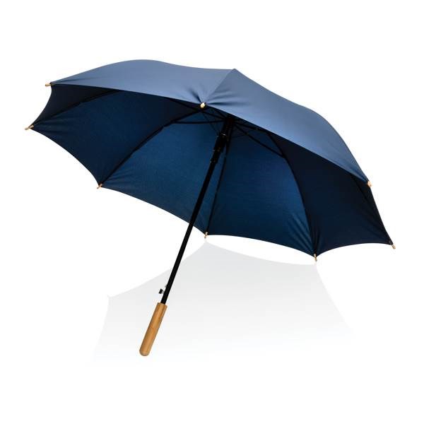 Obrázky: Nám. modrý rPET automatický deštník, madlo bambus, Obrázek 4