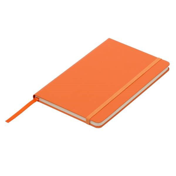 Obrázky: Oranžový blok A5 s elastickou páskou, čtverečky