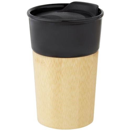 Obrázky: Černý porcelánový hrnek 320 ml s bambusem, Obrázek 2
