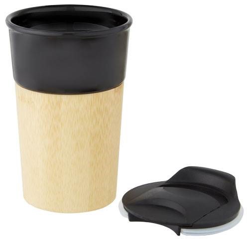Obrázky: Černý porcelánový hrnek 320 ml s bambusem, Obrázek 3
