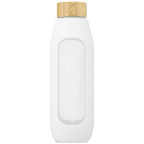 Obrázky: Skleněná láhev 600 ml se silikon. obalem, bílá, Obrázek 5