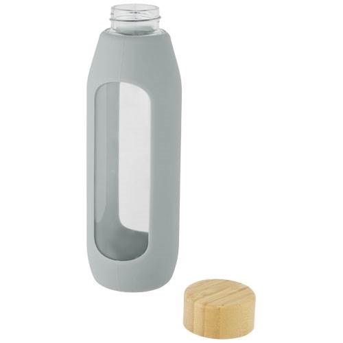 Obrázky: Skleněná láhev 600 ml se silikon. obalem, šedá, Obrázek 2