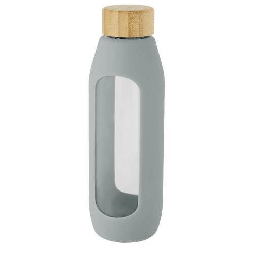 Obrázky: Skleněná láhev 600 ml se silikon. obalem, šedá, Obrázek 3