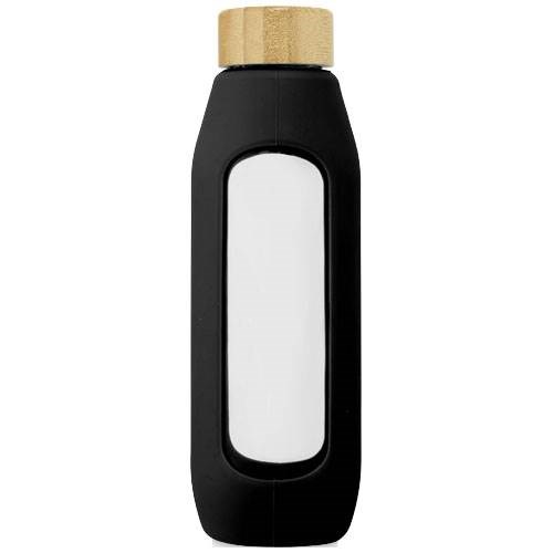 Obrázky: Skleněná láhev 600 ml se silikon. obalem, černá, Obrázek 5