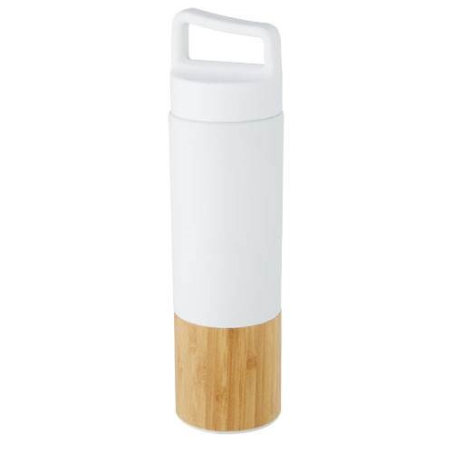 Obrázky: Nerezová termoska 540 ml s bambusem, bílá, Obrázek 3