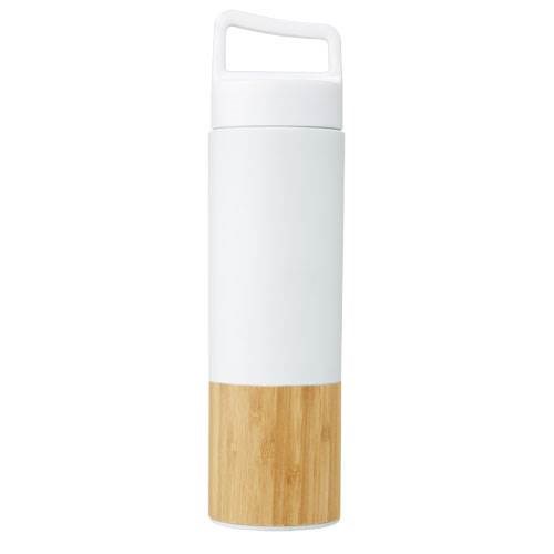 Obrázky: Nerezová termoska 540 ml s bambusem, bílá, Obrázek 5
