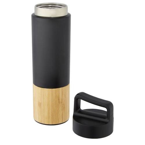 Obrázky: Nerezová termoska 540 ml s bambusem, černá, Obrázek 2
