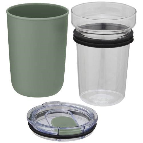 Obrázky: Skleněný hrnek 420 ml s plastovým obalem zelený, Obrázek 3