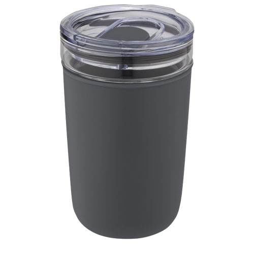 Obrázky: Skleněný hrnek 420 ml s plastovým obalem šedý, Obrázek 1